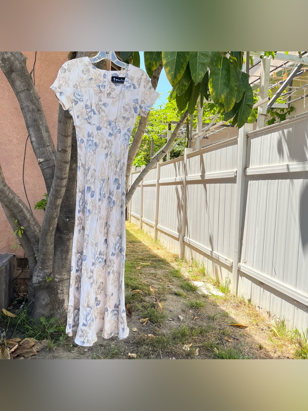Vintage 90s All That Jazz Floral Maxi Dress in Cream.